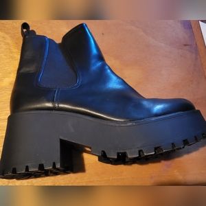 Black Ankle Boots Platform Heel Size 9